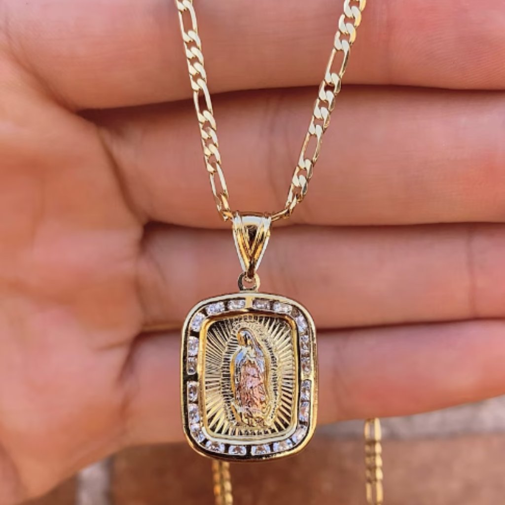 Of Our Virgen Guadalupe Cz Necklace 14k Gold Filled Adults Cadena Oro Laminado